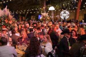 Garden full of people eating