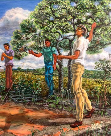 Throwing Tops, 1995, Fidencio Duran, acrylic on canvas, Gift of Ricardo and Harriett Romo.