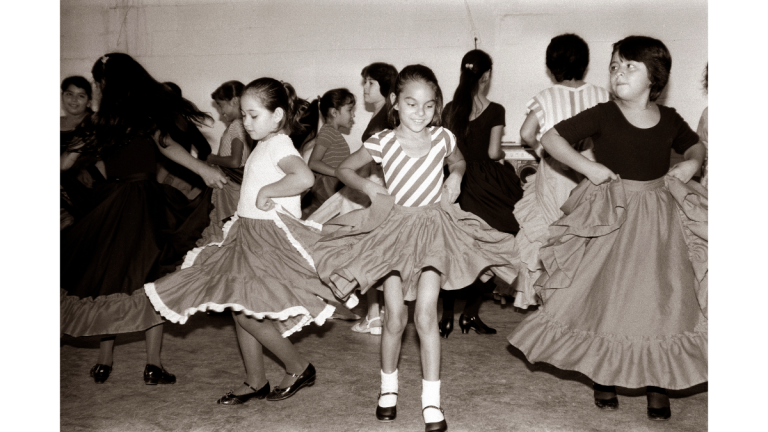 young girls in a dance class.