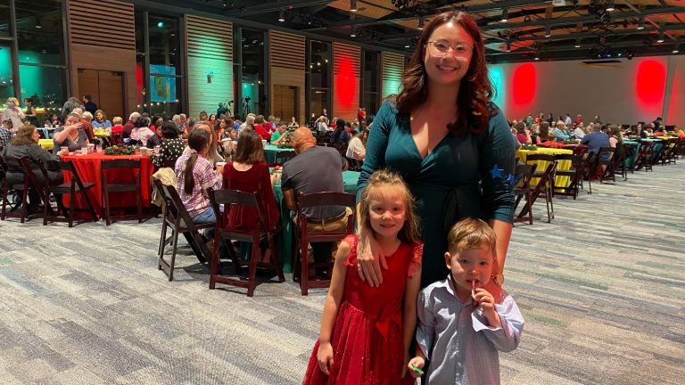 mother and two children at member holiday party.